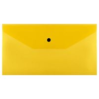 Папка-конверт на кнопке СТАММ, С6+, 150 мкм, прозрачная, жёлтая
