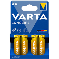 Батарейки Varta "Longlife" АА (LR06) алкалиновые, 4 штуки в блистере