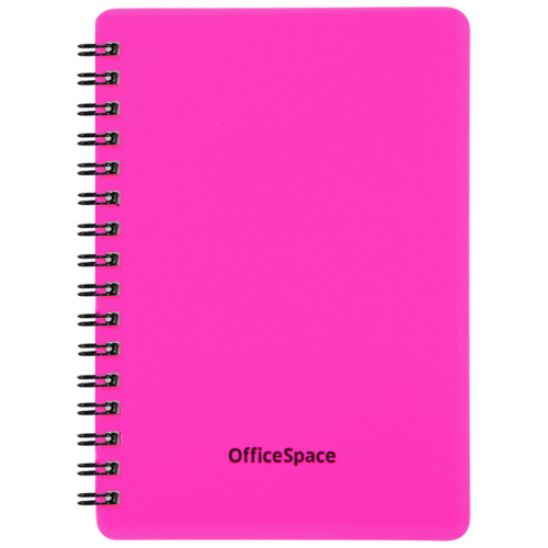 Записная книжка OfficeSpace "Neon" на гребне, А6, 60 листов, в клетку, розовая