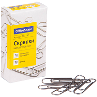 Скрепки OfficeSpace 50 мм, овальные, 50 шт.