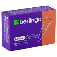 Скрепки Berlingo 25 мм, никелированные, треугольные, 100 шт.