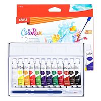 Краски акварельные DELI "ColoRun", художественные, 12 цветов в тубах по 5 мл.