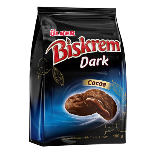 Печенье Ulker "Biskrem. Dark" с какао-кремовой начинкой, 180 гр