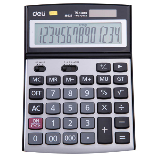 Калькулятор настольный DELI "39229" 14 разрядный, 190х137х34 мм, серый