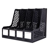 Лоток вертикальный DELI, 4 отделения, чёрный