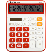 Калькулятор настольный Eleven CDC-110-WH/RD, 12 разрядный, 125х160х28 мм, красно-белый