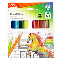 Карандаши цветные DELI "Enovation", 24 цвета, картон