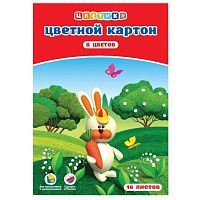 Картон цветной ЗХК "Цветик" А4, 16 листов, 8 цветов