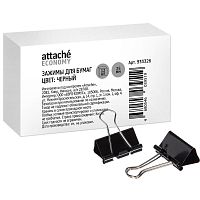 Зажимы для бумаг Attache Economy, 25 мм, черные, 12 шт.
