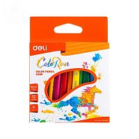 Карандаши цветные DELI "ColoRun", короткие, 12 цветов, картон